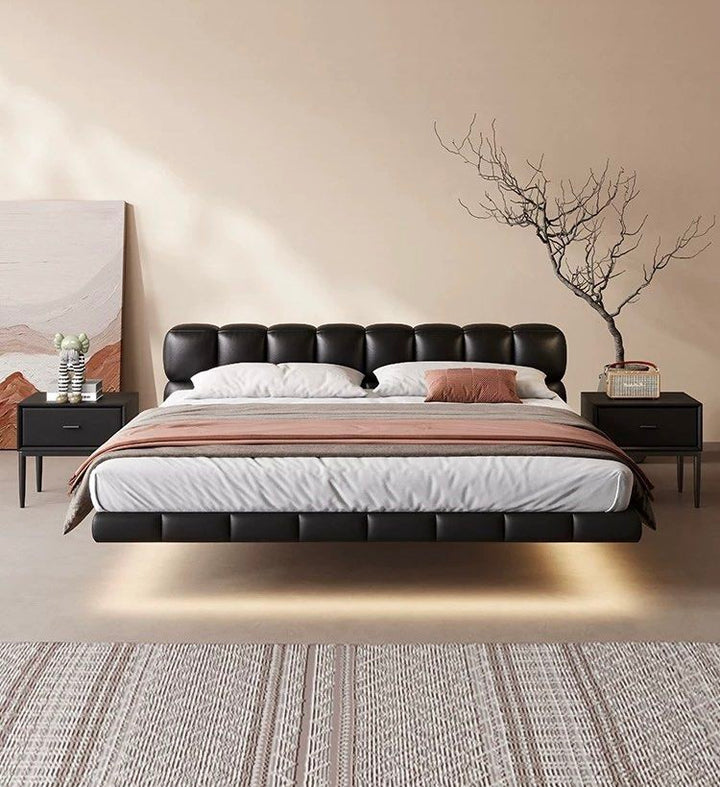 KALVAR Modern Leather Floating Bedframe