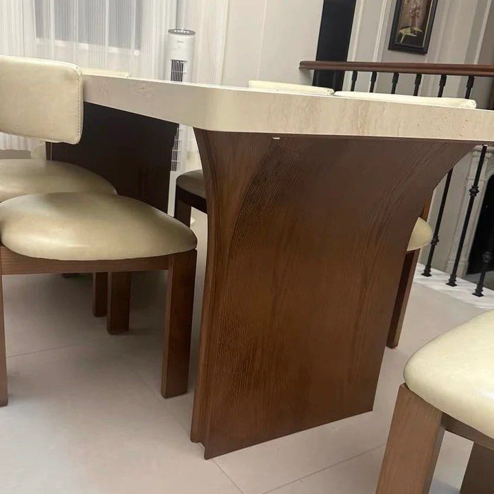SANTOSO Modern Travertine Dining Table