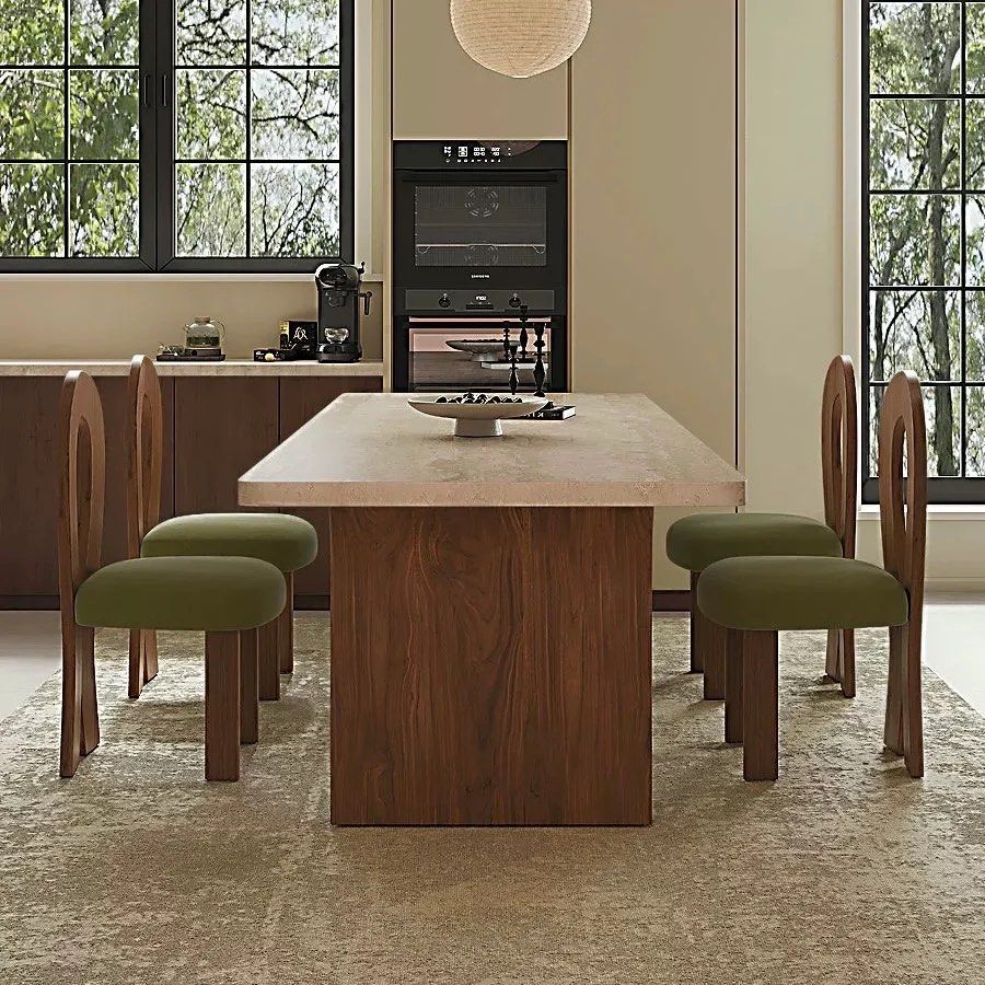 SANTOSO Modern Travertine Dining Table