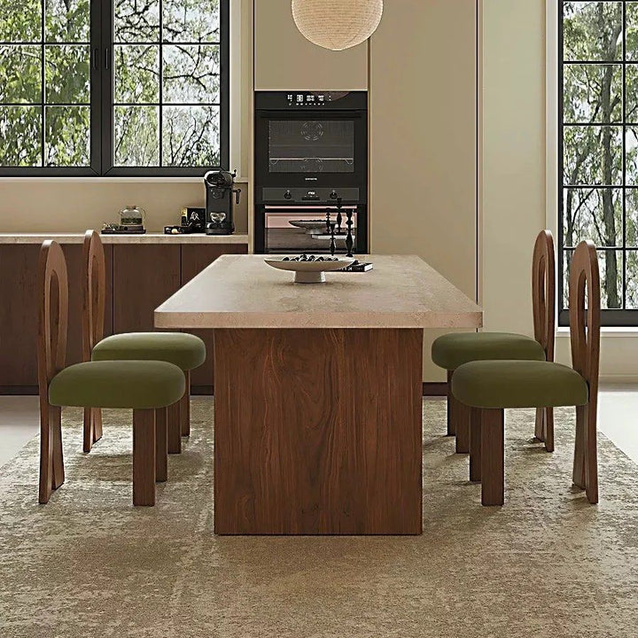 SANTOSO Modern Travertine Dining Table