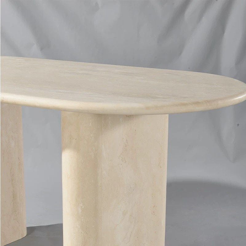 BAVES Modern White Travertine Dining Table
