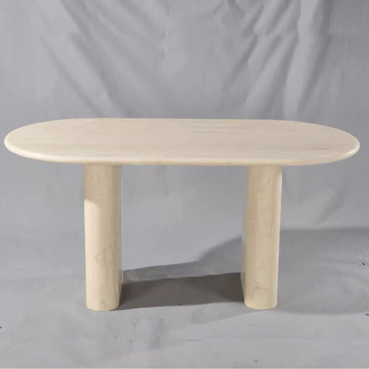 BAVES Modern White Travertine Dining Table