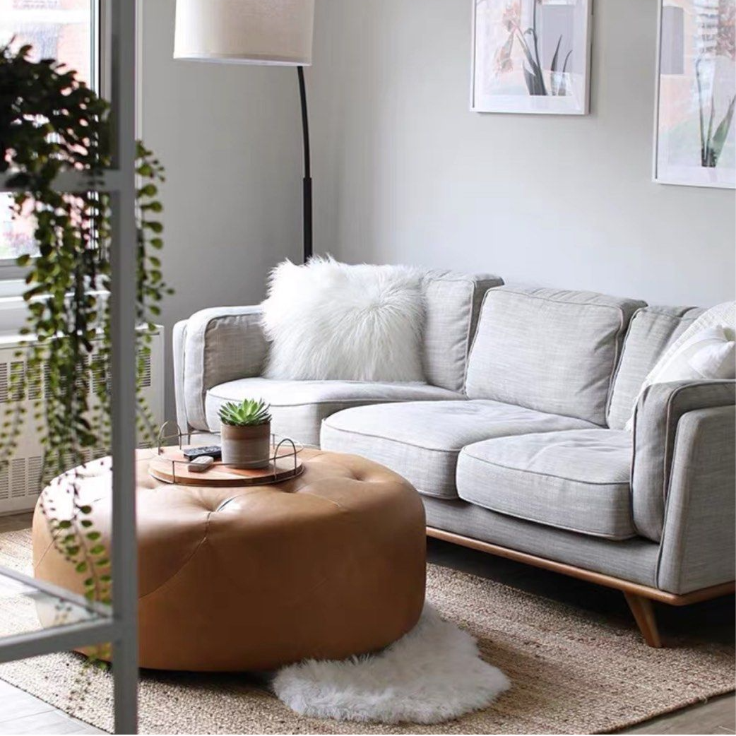 LIRIEL Modern Leather Ottoman