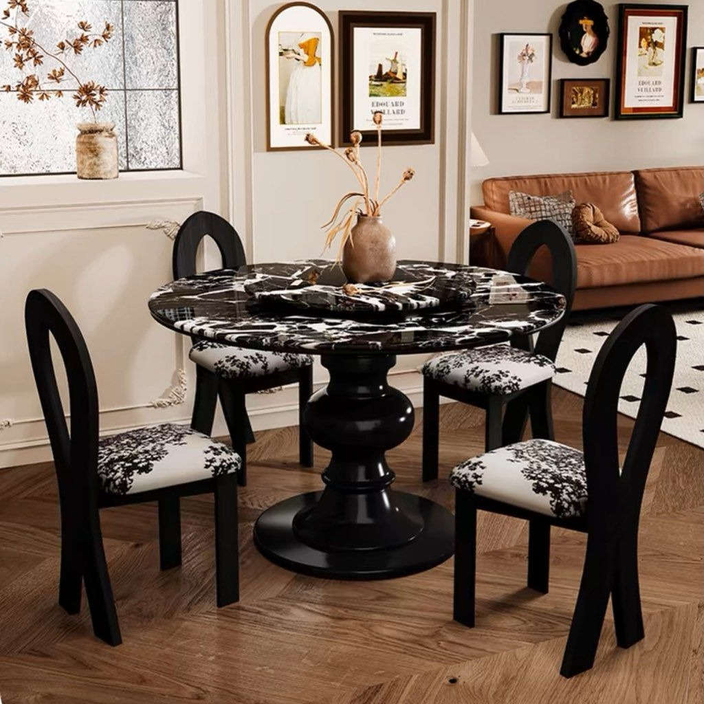 PRACA Modern Marble Round Dining Table