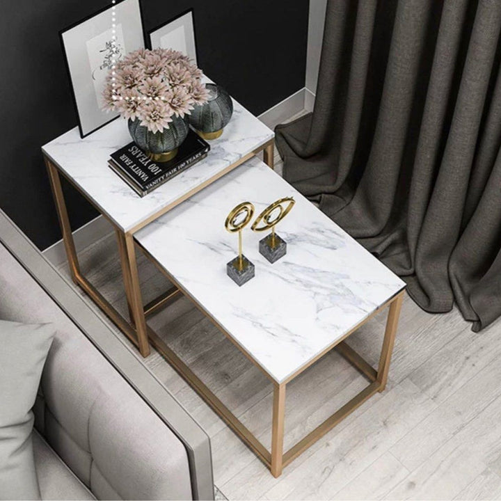 WILMER Modern Marble Nesting Side Tables