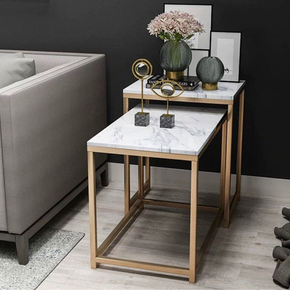 WILMER Modern Marble Nesting Side Tables