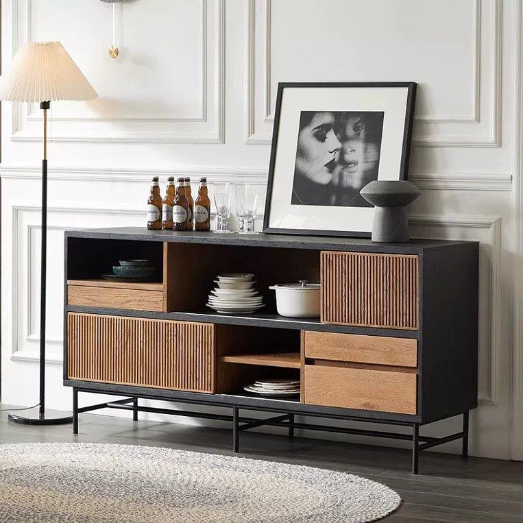 ERSACE Industrial Solid Wood Sideboard