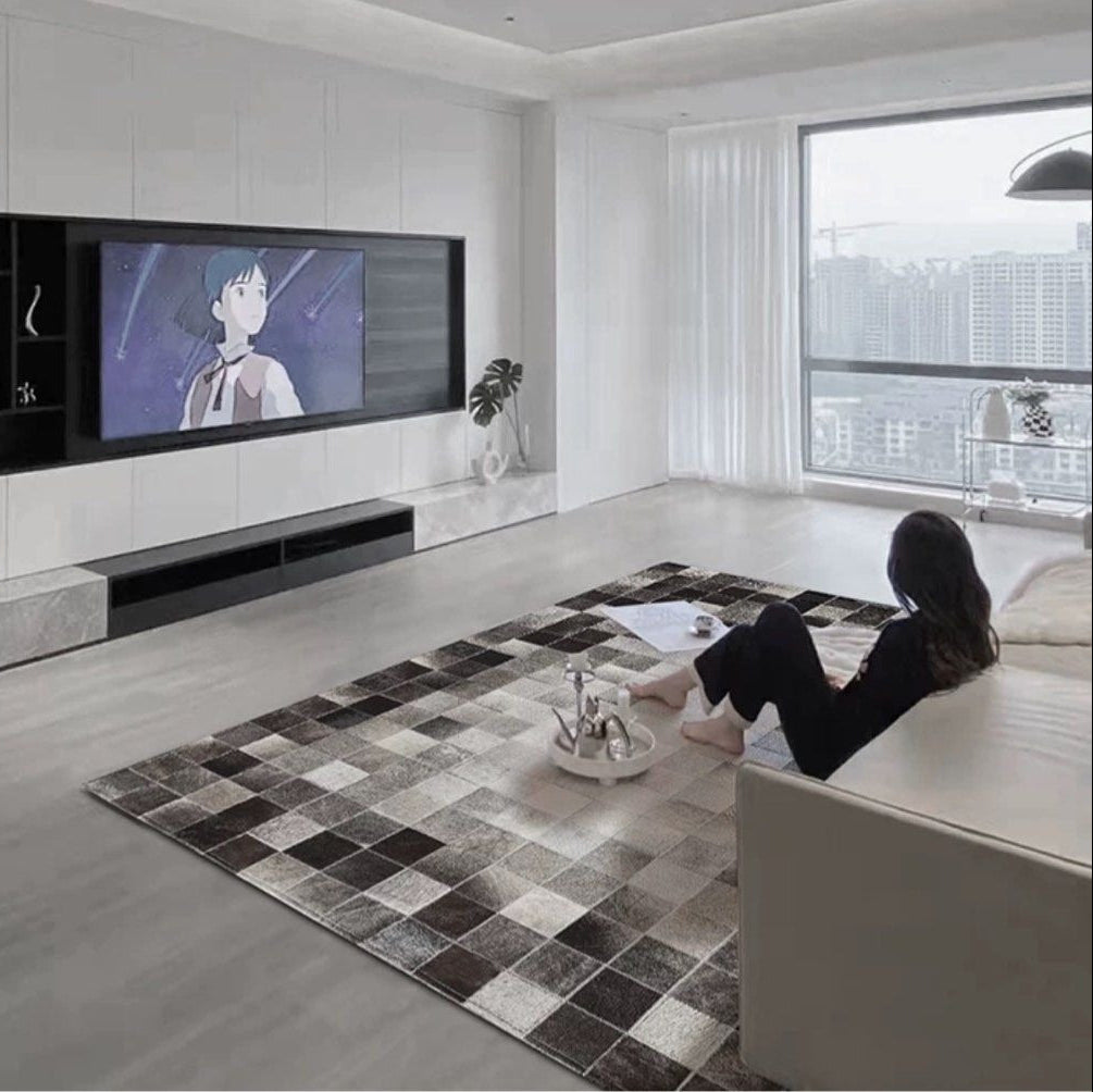 NORRIS Modern Cowhide Leather Rug