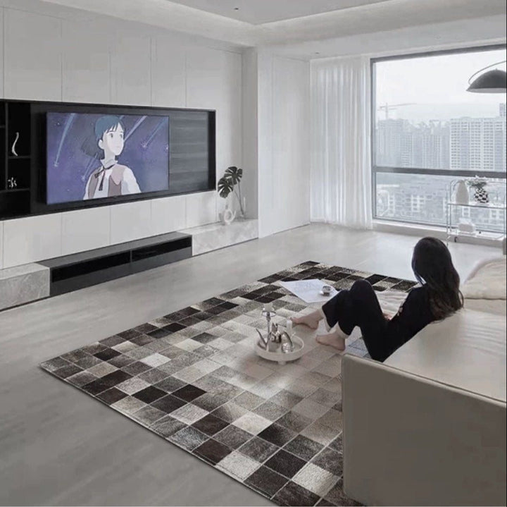 NORRIS Modern Cowhide Leather Rug