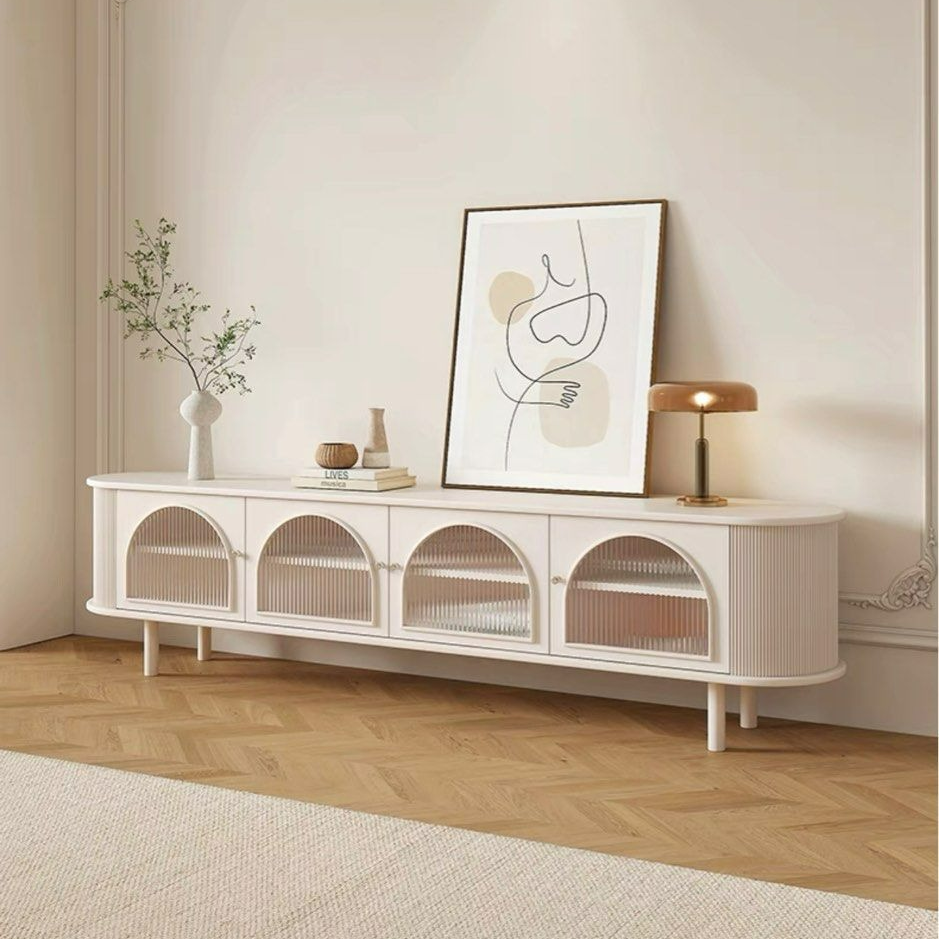 TULAN Modern Cream TV Console & Coffee Table