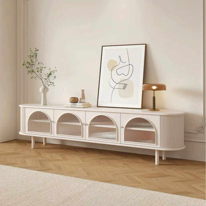 TULAN Modern Cream TV Console & Coffee Table