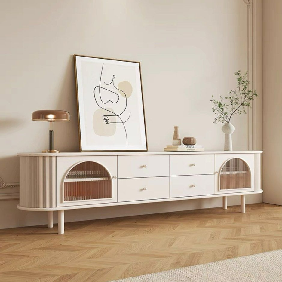 TULAN Modern Cream TV Console & Coffee Table