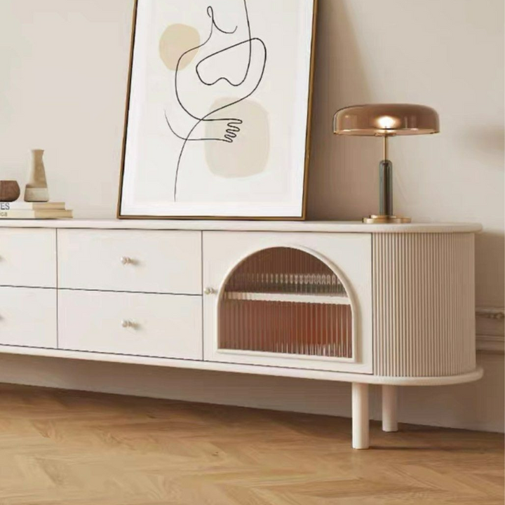 TULAN Modern Cream TV Console & Coffee Table