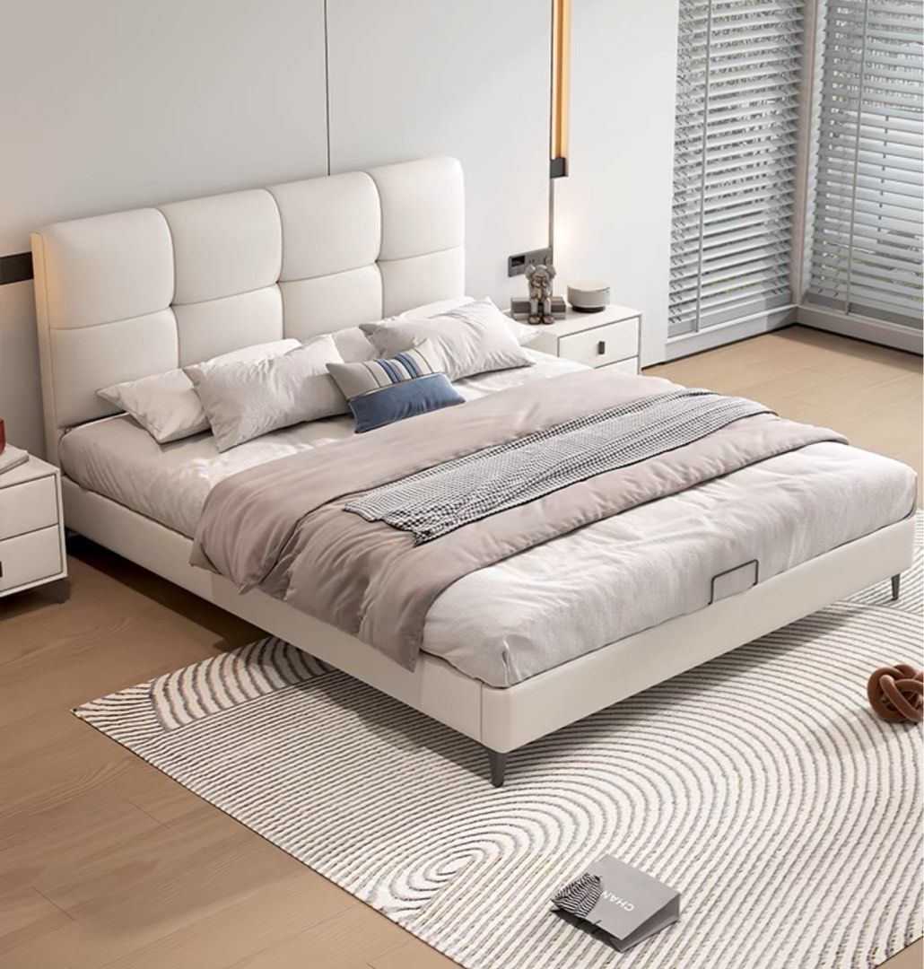 LAUREL Modern Genuine Leather Bedframe