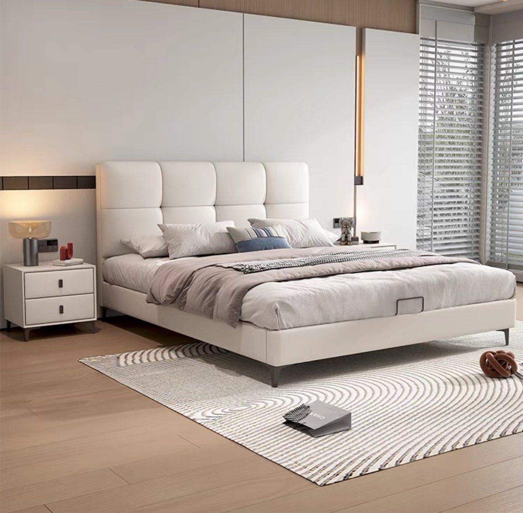 LAUREL Modern Genuine Leather Bedframe