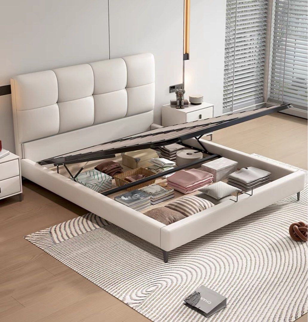 LAUREL Modern Genuine Leather Bedframe