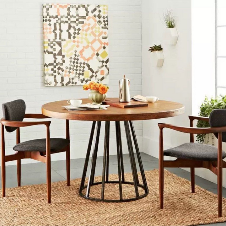MARCIANO Industrial Solid Wood Round Dining Table