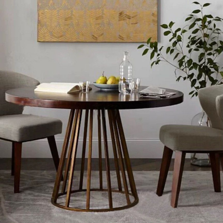 MARCIANO Industrial Solid Wood Round Dining Table