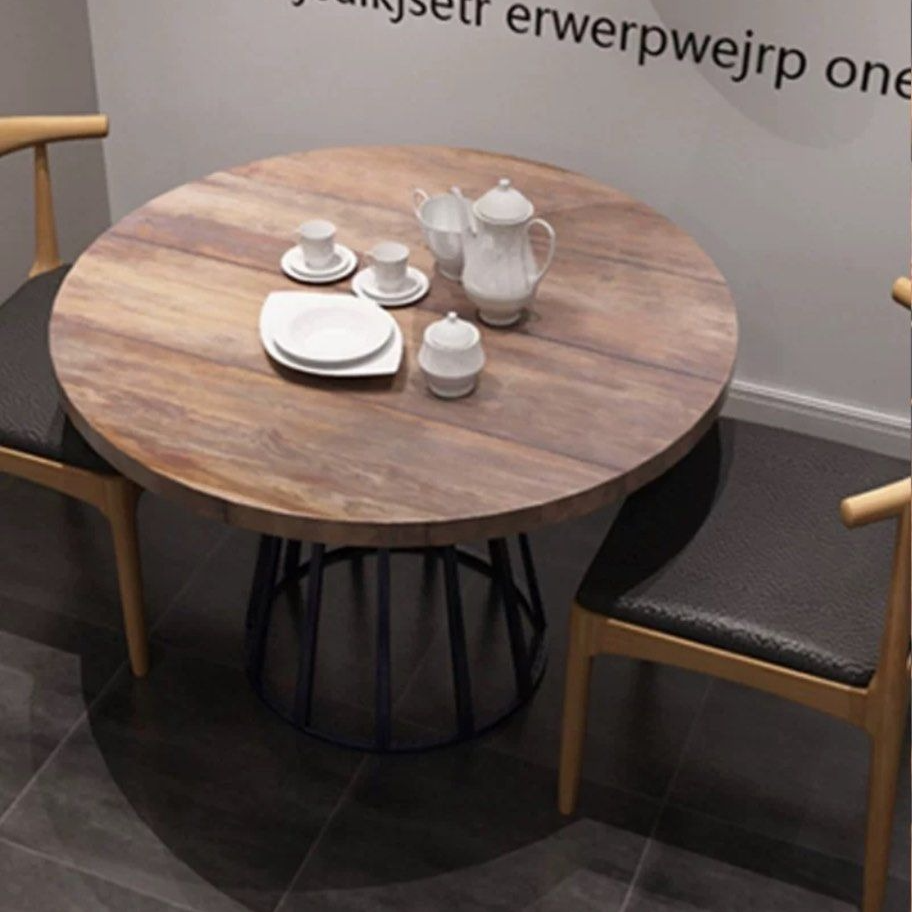 MARCIANO Industrial Solid Wood Round Dining Table