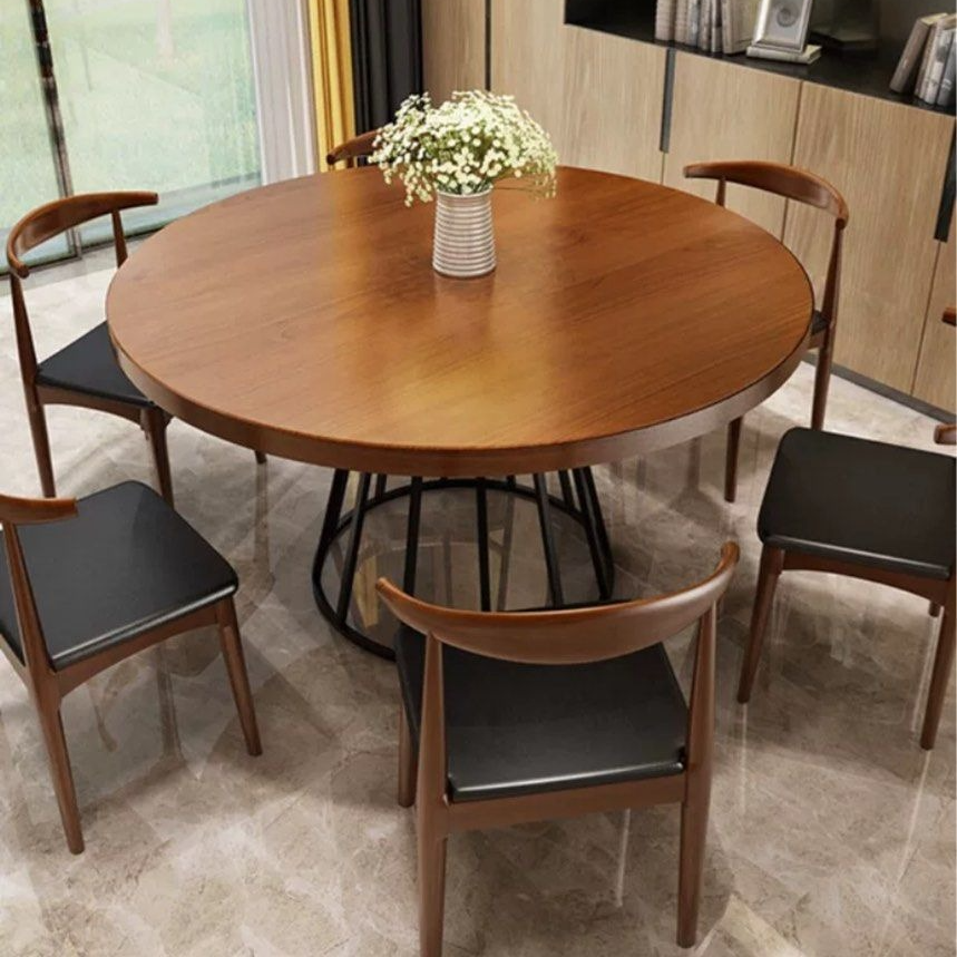MARCIANO Industrial Solid Wood Round Dining Table