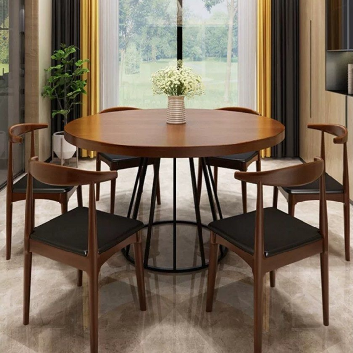MARCIANO Industrial Solid Wood Round Dining Table
