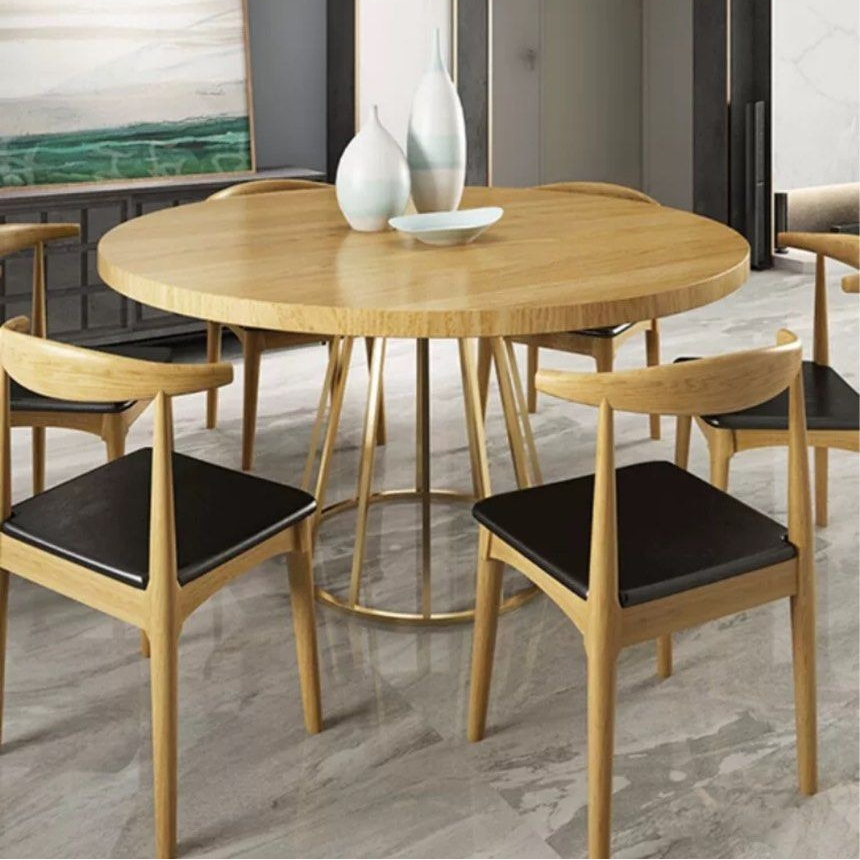 MARCIANO Industrial Solid Wood Round Dining Table