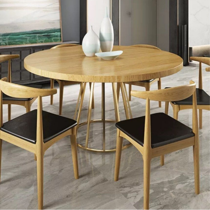 MARCIANO Industrial Solid Wood Round Dining Table