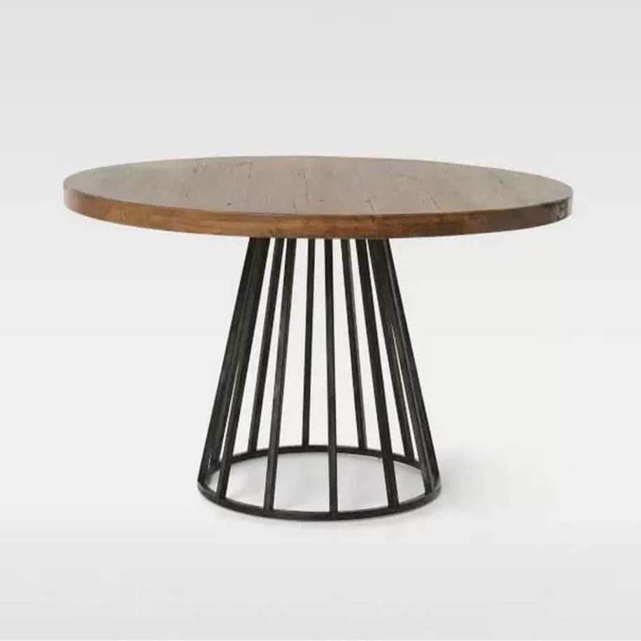 MARCIANO Industrial Solid Wood Round Dining Table