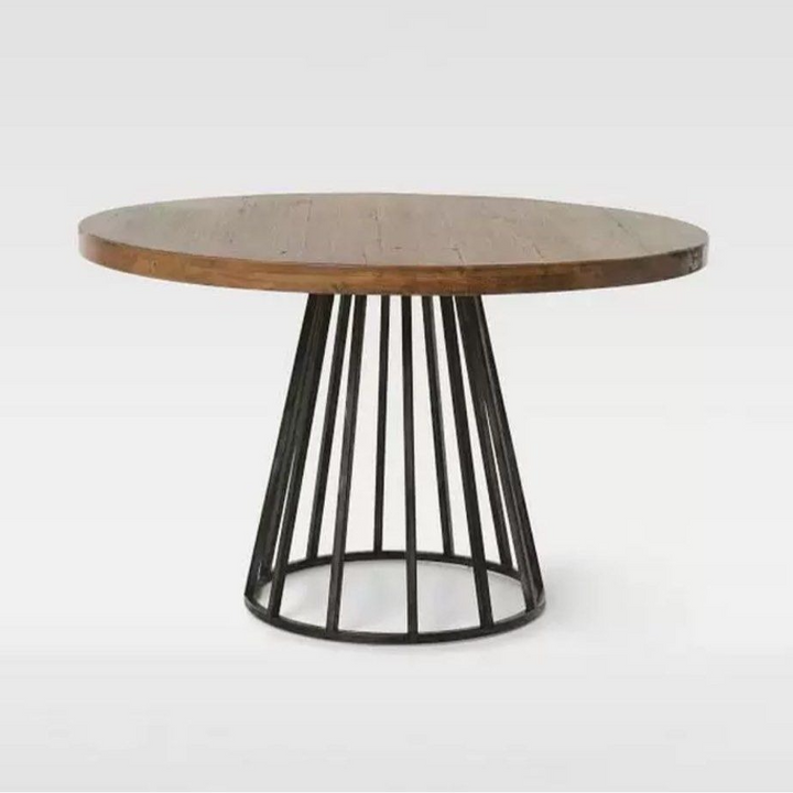 MARCIANO Industrial Solid Wood Round Dining Table
