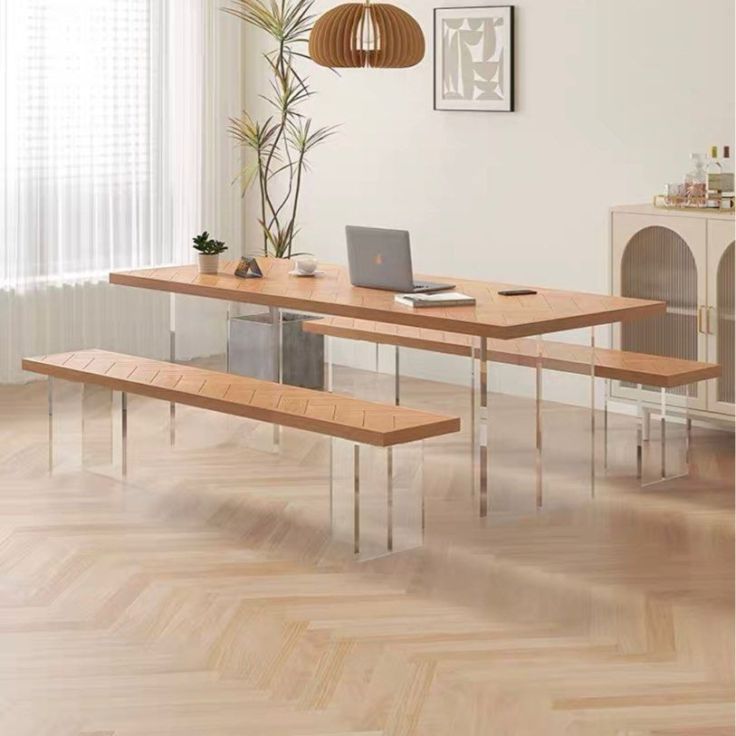 MCCLUNG Herringbone Solid Wood Dining Table