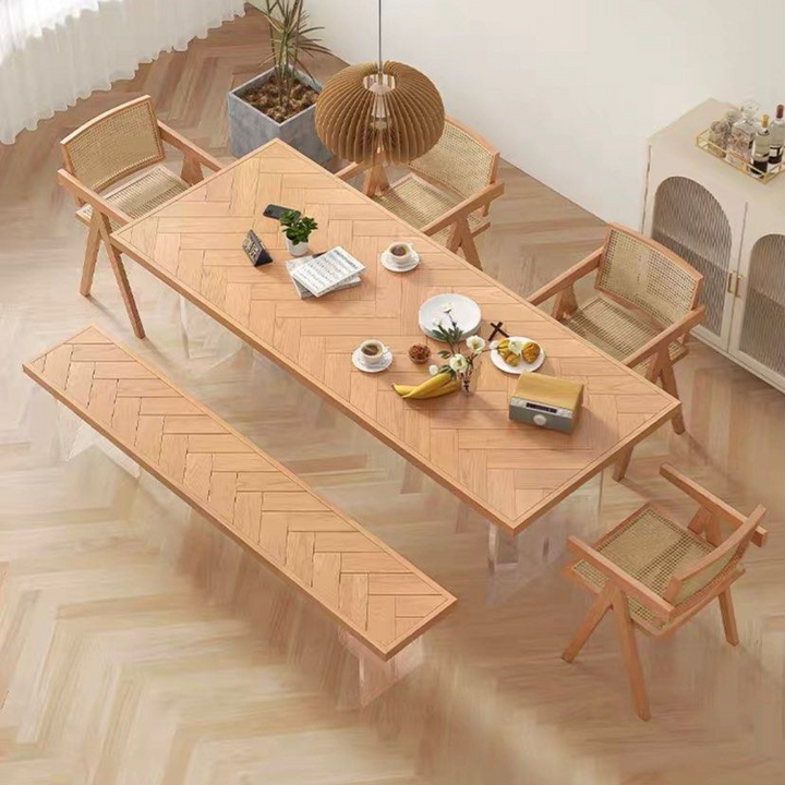 MCCLUNG Herringbone Solid Wood Dining Table