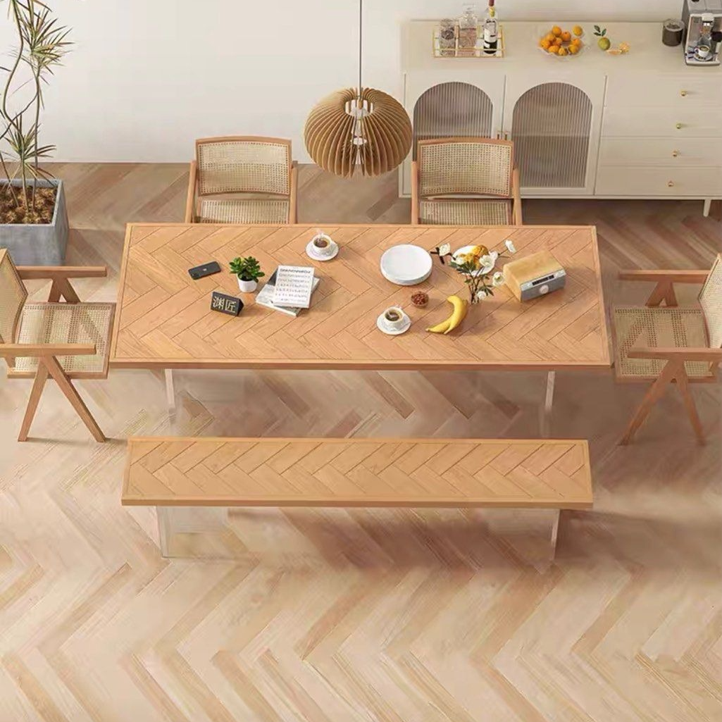 MCCLUNG Herringbone Solid Wood Dining Table
