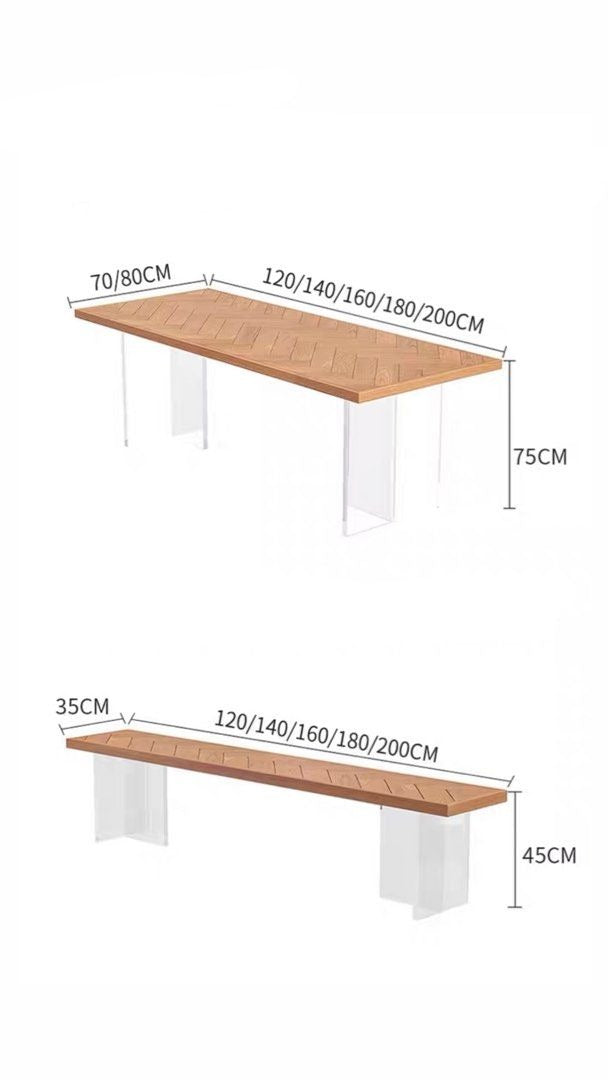 MCCLUNG Herringbone Solid Wood Dining Table