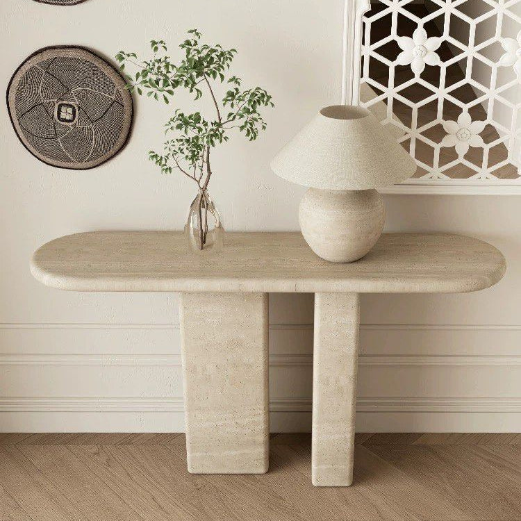 VALDA Modern Travertine Console Table