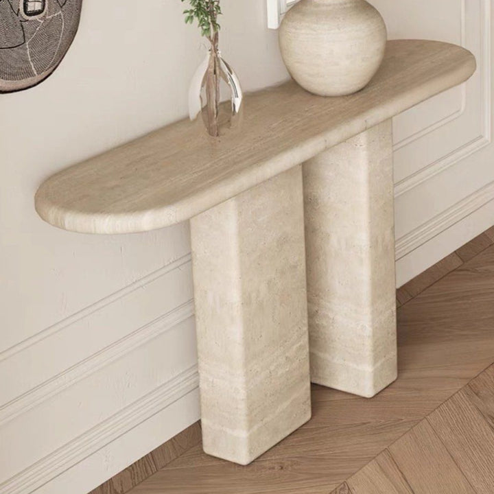 VALDA Modern Travertine Console Table