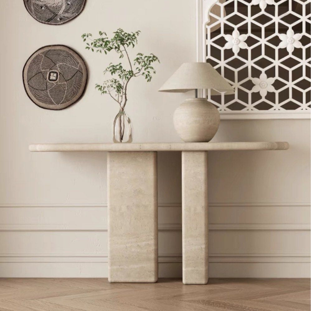 VALDA Modern Travertine Console Table