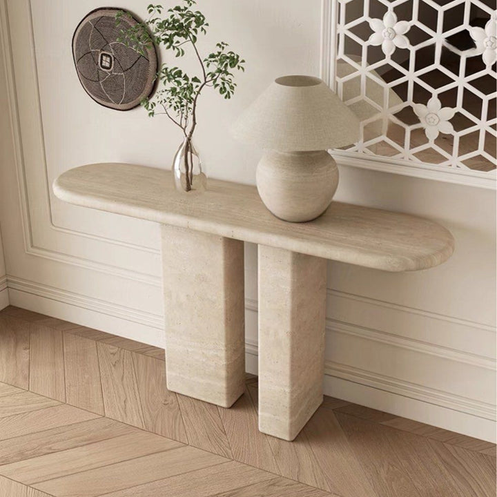 VALDA Modern Travertine Console Table