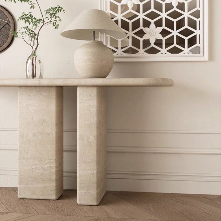 VALDA Modern Travertine Console Table