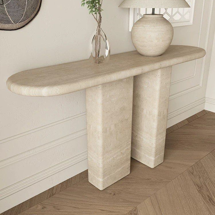 VALDA Modern Travertine Console Table