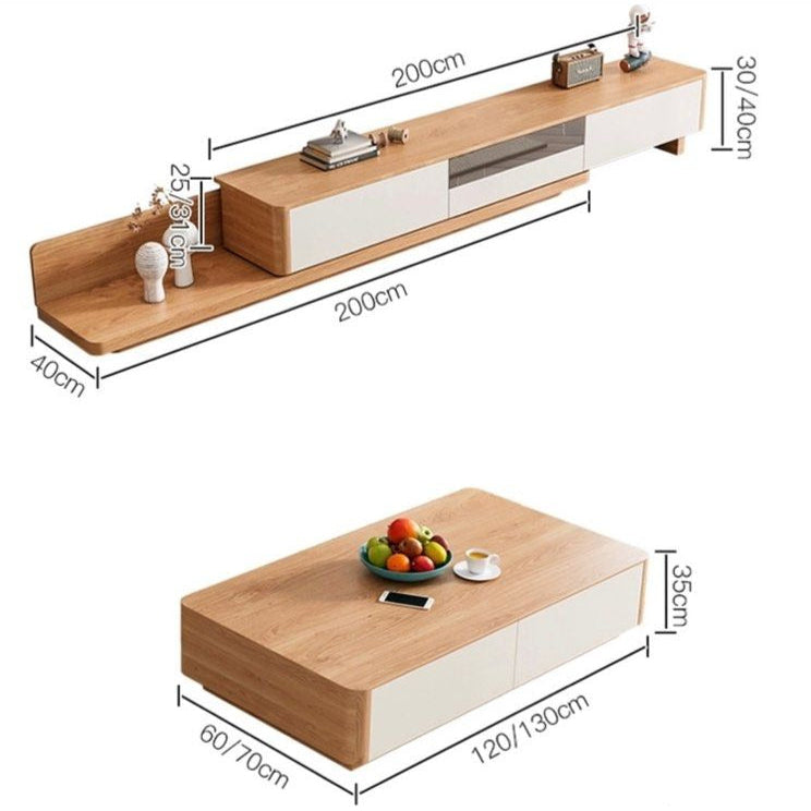 FUMIKO Japandi Extendable TV Console & Coffee Table