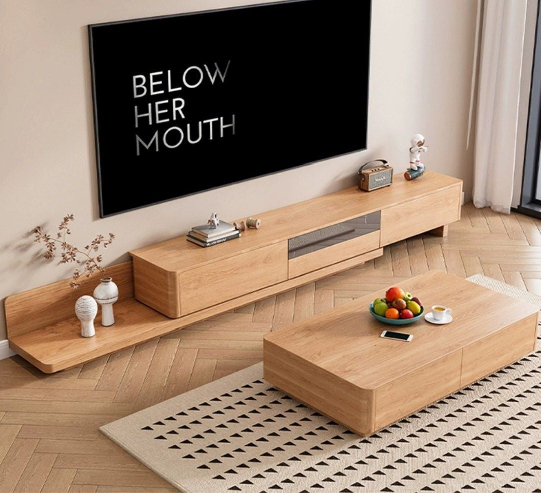 FUMIKO Japandi Extendable TV Console & Coffee Table
