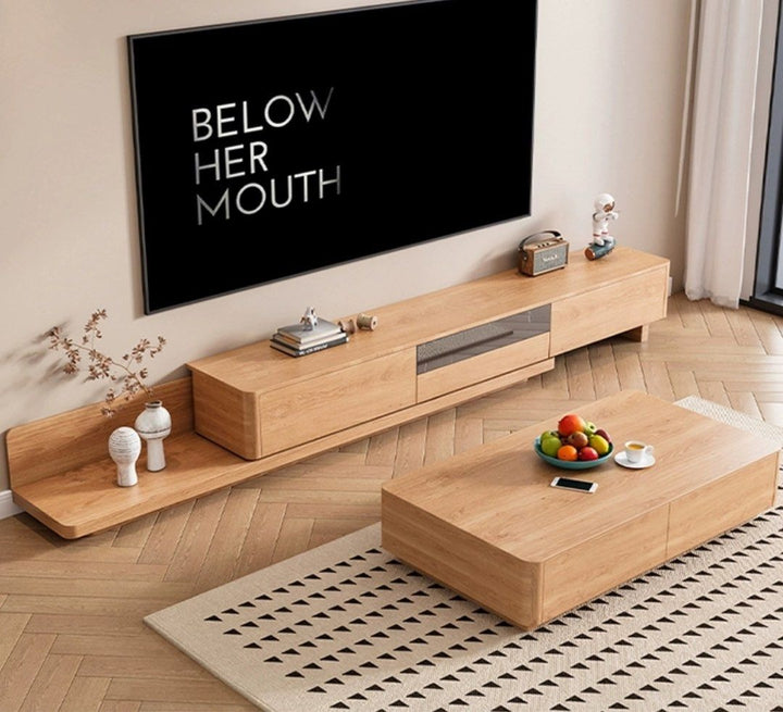FUMIKO Japandi Extendable TV Console & Coffee Table