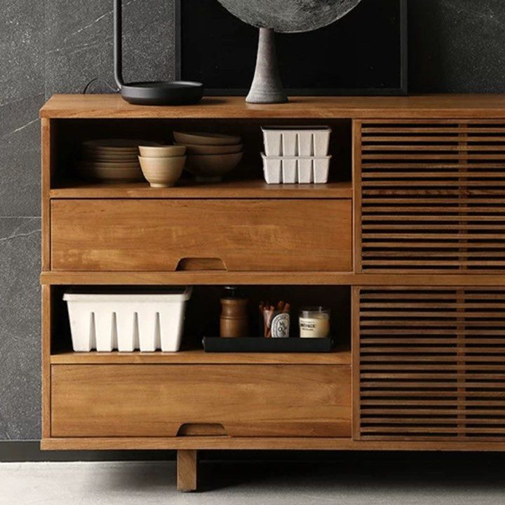 KEZIA Rustic Solid Wood Sideboard Cabinet