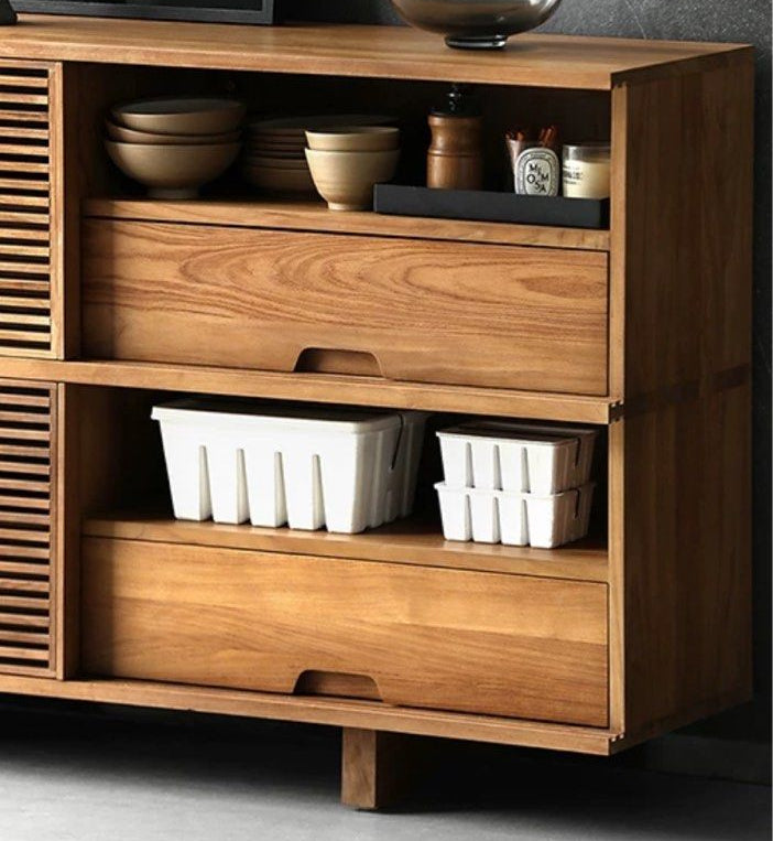 KEZIA Rustic Solid Wood Sideboard Cabinet