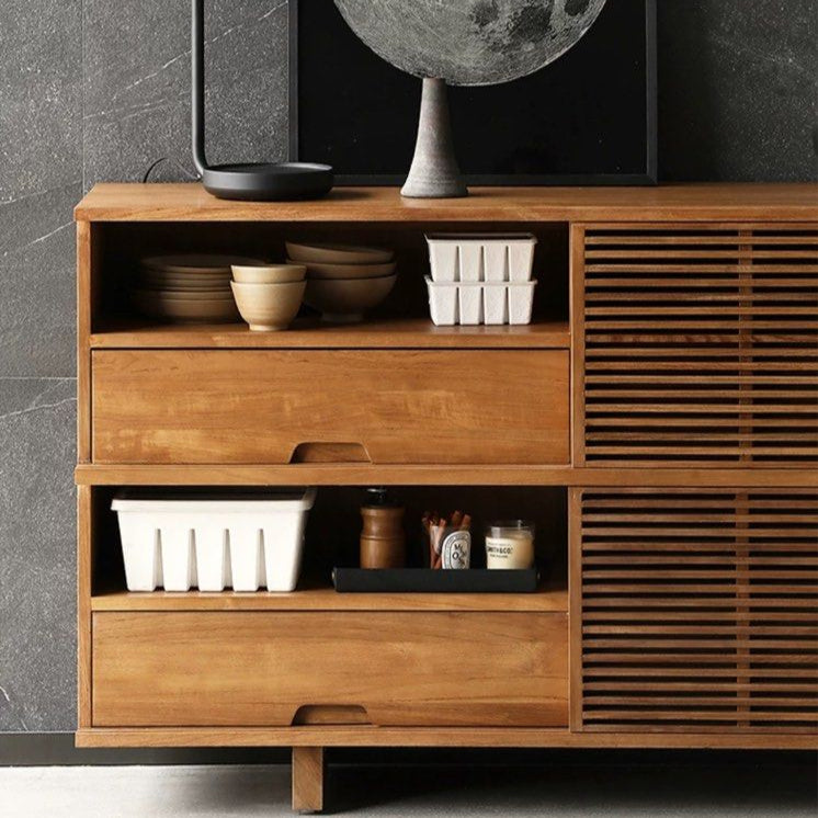 KEZIA Rustic Solid Wood Sideboard Cabinet