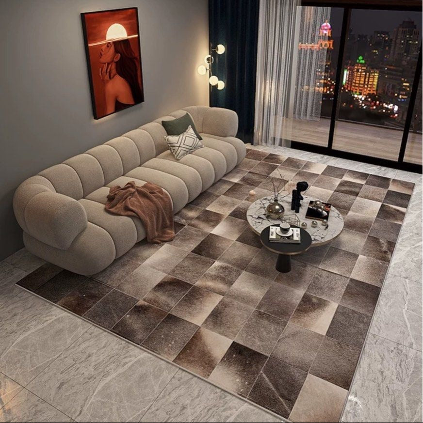 VIMLE Modern Cowhide Leather Rug