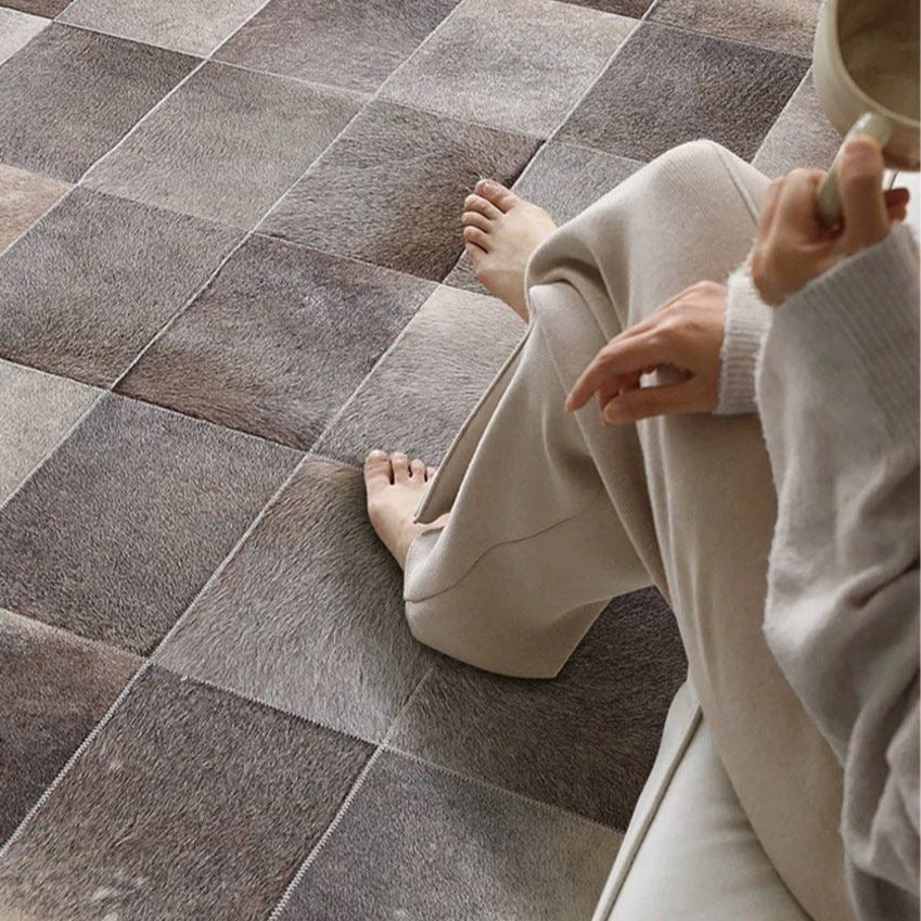 VIMLE Modern Cowhide Leather Rug