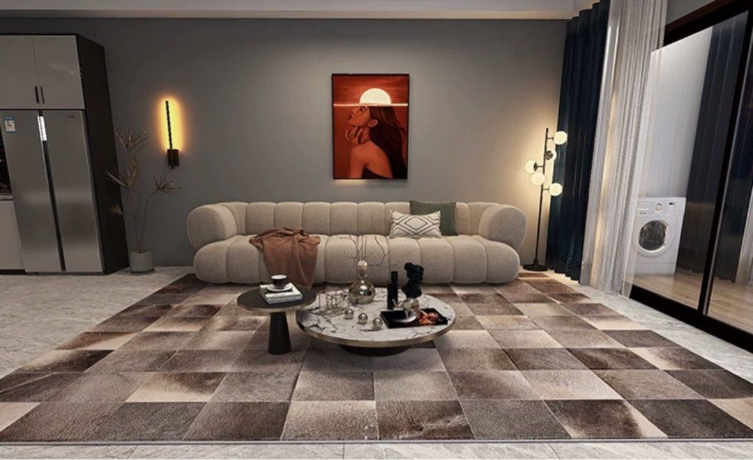 VIMLE Modern Cowhide Leather Rug