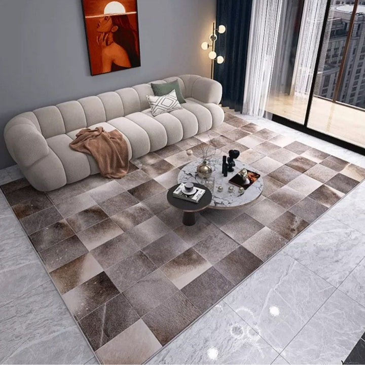VIMLE Modern Cowhide Leather Rug