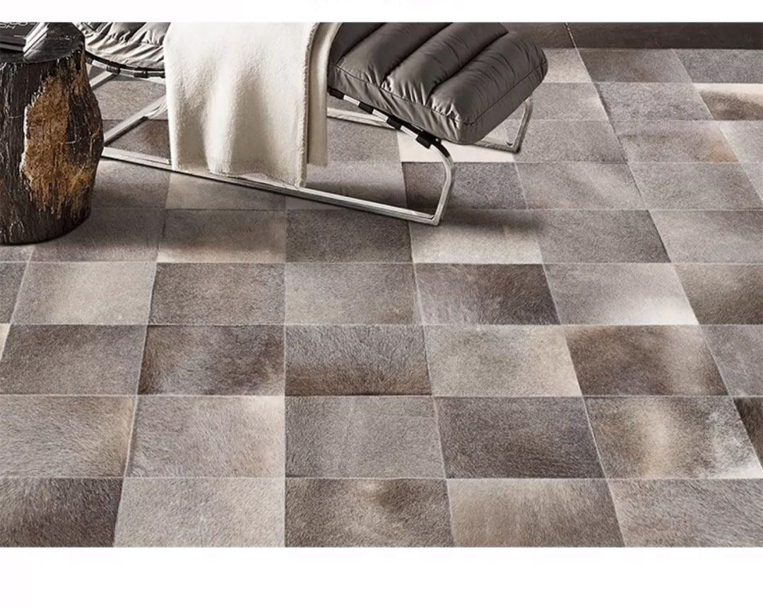 VIMLE Modern Cowhide Leather Rug